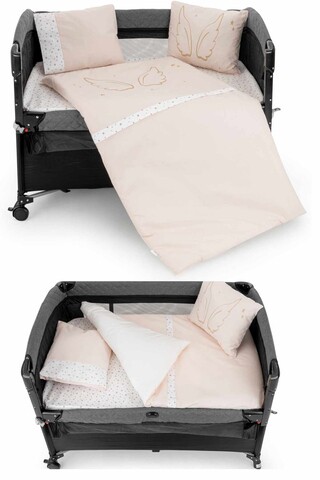 Set de dormit pentru bebelusi cu protectie laterala, Wallxpert, Park, Roz