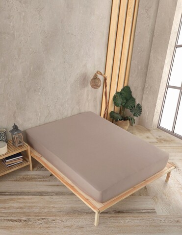 Cearceaf de pat cu elastic Jersey Single Large (FR), L'essentiel Maison, Cappuccino, Cappuccino