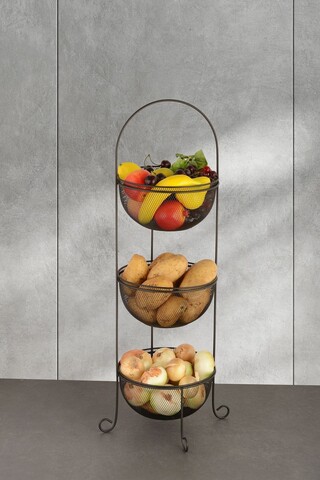 Coș cu fructe, Hermia, 330SBL1123, Înălțimea dintre rafturi: 25 cm, Negru