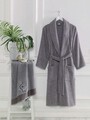 Set halat si prosop de baie, L'essentiel Maison, Cora, Antracit