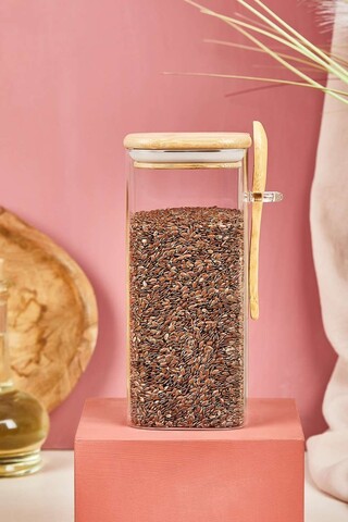 Set recipiente cu capac, Hermia, 337GLZ1142, Capac din bambus (1 bucată), Transparent