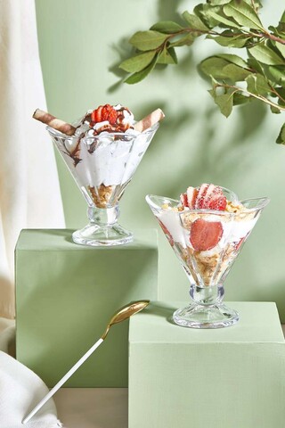 Set cupe de inghetata din sticla, Hermia, 337GLZ1155, Transparent