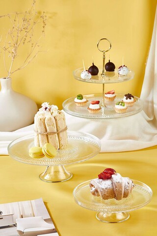 Set servire alimente, Hermia, 337GLZ1158, Suport: 28 cm (1 bucată), Transparent