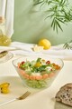 Bol de salată din sticlă, Hermia, 337GLZ1174, Cu ramă aurie, Transparent