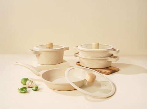 Set vase pentru gatit, Hermia, 343HNG1105, Baza de indicție, Crem