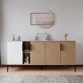 Consola, Hanah Home, Tarz, 180x79x40 cm, Alb / Stejar