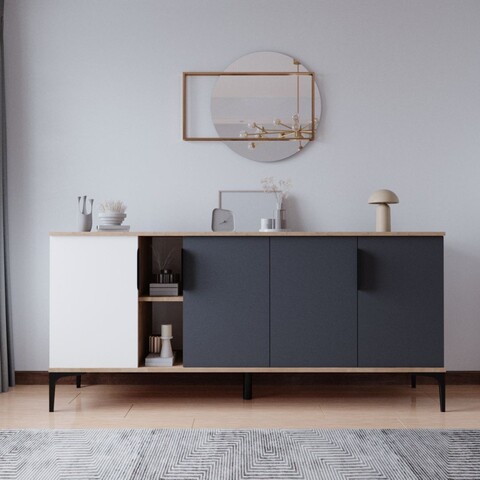 Consola, Hanah Home, Tarz, 180x79x40 cm, Alb / Antracit