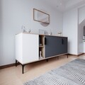 Consola, Hanah Home, Tarz, 180x79x40 cm, Alb / Antracit