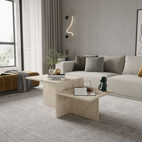 Masuta de cafea, Hanah Home, Diana, 105x40x50 cm, Travertin