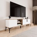 Comoda TV, Hanah Home, Tarz, 180x49x33 cm, Alb / Stejar