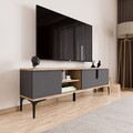 Comoda TV, Hanah Home, Tarz, 180x49x33 cm, Antracit / Stejar