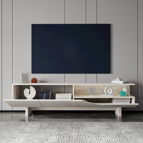 Comoda TV, Hanah Home, Line, 180x50x30 cm, Bej