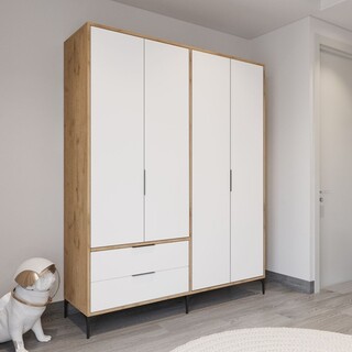 160x183x45 cm, Stejar;Alb