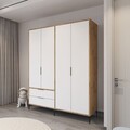 Dulap pentru haine, Hanah Home, Royal Drawers 160, 160x183x45 cm, Stejar / Alb