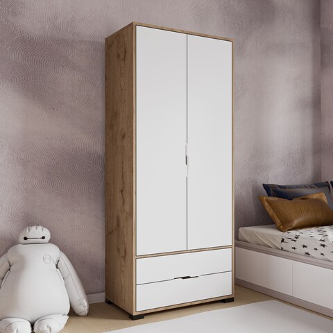 Dulap pentru haine, Hanah Home, Royal Drawers 80, 80x183x45 cm, Stejar / Alb