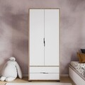 Dulap pentru haine, Hanah Home, Royal Drawers 80, 80x183x45 cm, Stejar / Alb