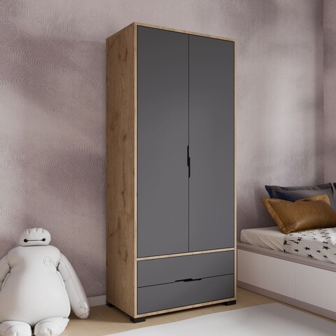 Dulap pentru haine, Hanah Home, Royal Drawers 80, 80x183x45 cm, Stejar / Antracit