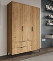 Dulap pentru haine, Hanah Home, Aden Drawers 120, 120x192x45 cm, Stejar