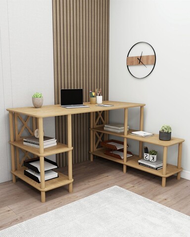 Birou, Hanah Home, Legno, 145x75x65 cm, Stejar