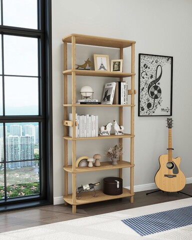 Corp biblioteca, Hanah Home, Rosa 6, 80x174x30 cm, Stejar