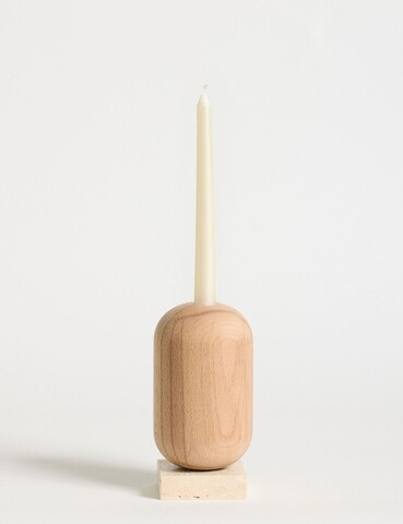 Suport lumanare, Vasio Small, 9x17.5x9 cm, Bej