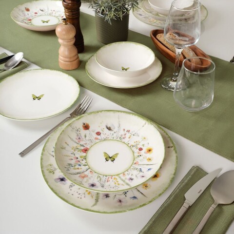 Serviciu de masa, Hermia, 387GRP1420, Farfurie: 20 x 20 x 4 cm (4 bucăți), Multicolor