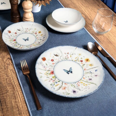 Serviciu de masa, Hermia, 387GRP1421, Farfurie: 20 x 20 x 4 cm (4 bucăți), Multicolor