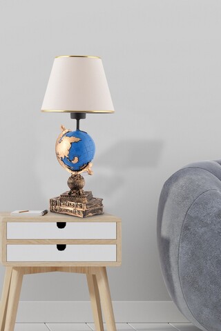 Lampa de masa, Opviq, 390FLH2251, Negru / Alb / Auriu