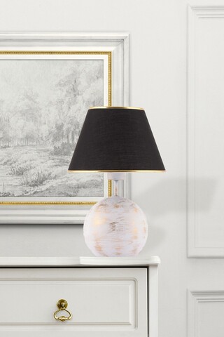 Lampa de masa, Opviq, 390FLH2252, Negru / Alb / Auriu