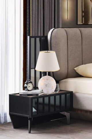 Lampa de masa, Opviq, 390FLH2253, Alb/Auriu