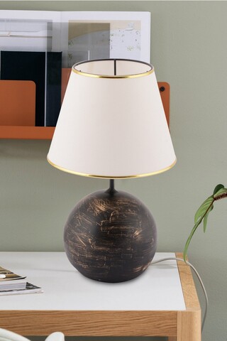 Lampa de masa, Opviq, 390FLH2255, Negru / Alb / Auriu