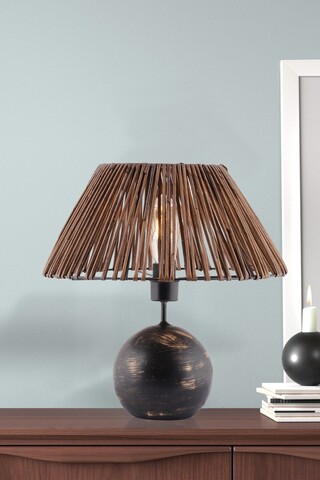 Lampa de masa, Opviq, 390FLH2256, Negru / Alb / Auriu