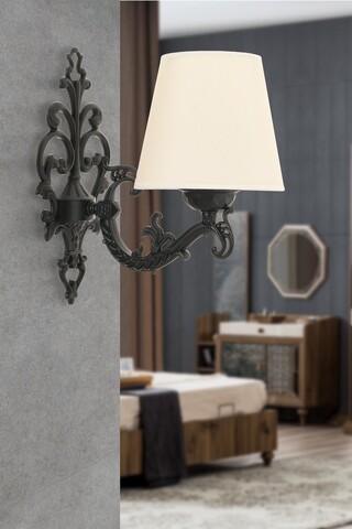 Aplica de perete, Opviq, 390FLH2334, Crem/Negru