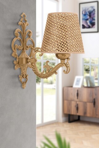 Aplica de perete, Opviq, 390FLH2338, Natural / Aur