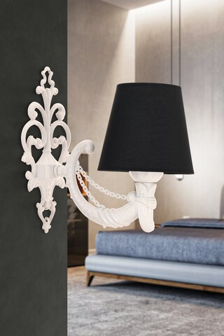 Aplica de perete, Opviq, 390FLH2342, Alb/Negru