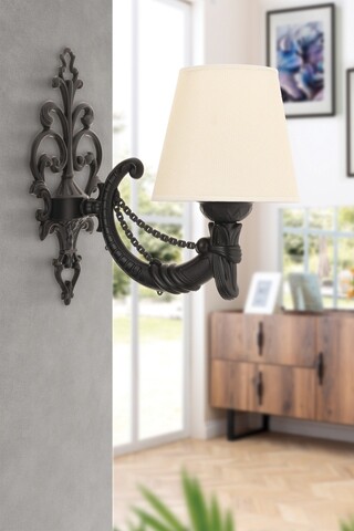 Aplica de perete, Opviq, 390FLH2346, Crem/Negru