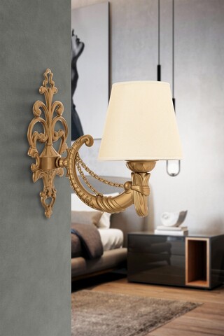 Aplica de perete, Opviq, 390FLH2347, Crem / Aur