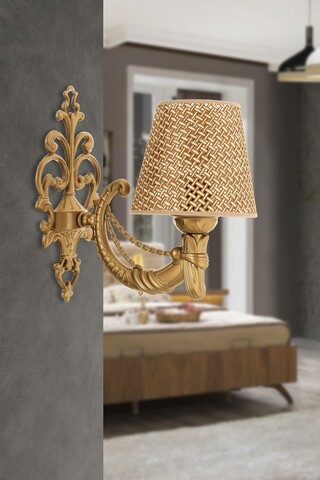 Aplica de perete, Opviq, 390FLH2350, Natural / Aur