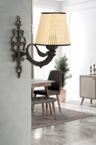 Aplica de perete, Opviq, 390FLH2364, Natural/Negru