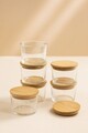 Set recipiente depozitare, Hermia, 409PBH1409, Capac din bambus: (6 bucăți), Transparent