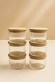 Set recipiente depozitare, Hermia, 409PBH1409, Capac din bambus: (6 bucăți), Transparent