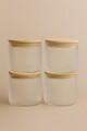 Set recipiente depozitare, Hermia, 409PBH1410, Capac din bambus: (4 bucăți), Transparent