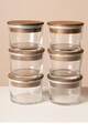 Set recipiente depozitare, Hermia, 409PBH1411, Capac din bambus: (6 bucăți), Transparent