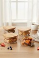 Set recipiente depozitare, Hermia, 409PBH1420, Capac din bambus: (4 bucăți), Transparent