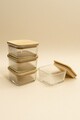 Set recipiente depozitare, Hermia, 409PBH1420, Capac din bambus: (4 bucăți), Transparent