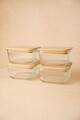 Set recipiente depozitare, Hermia, 409PBH1420, Capac din bambus: (4 bucăți), Transparent