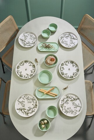 Set de mic dejun, Hermia, 430KSV4402, Platou: 22 x 11 x 3,5 cm (2 bucăți), Verde inchis