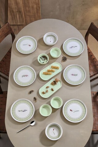 Set de mic dejun, Hermia, 430KSV4404, Platou: 22 x 11 x 3,5 cm (2 bucăți), Verde deschis