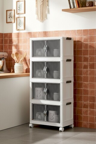 Dulap multifuncțional din plastic, Hermia, 430KSV4449, Rafturi numeroase, Alb