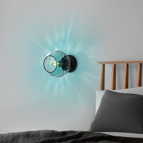 Aplica de perete, Opviq, 521SHN3691, Albastru/Negru